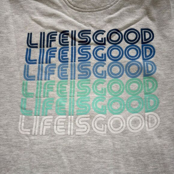 Life is Good Simply True Full Zip Fleece Hoodie Gray Spell Out Womens Medium - Picture 3 of 10